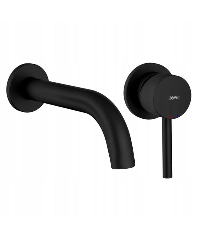 Sieninis paslėpto montavimo praustuvo maišytuvas juodos matinės spalvos REA LUNGO BLACK MATT
