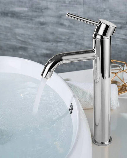 Aukštas praustuvo maišytuvas, chromuotas, montuojamas ant stalviršio, vonios REA LUNGO 28 cm