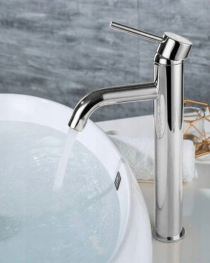 Aukštas praustuvo maišytuvas, chromuotas, montuojamas ant stalviršio, vonios REA LUNGO 28 cm