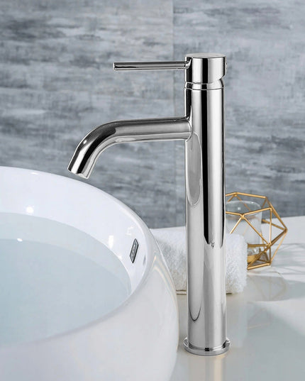 Aukštas praustuvo maišytuvas, chromuotas, montuojamas ant stalviršio, vonios REA LUNGO 28 cm