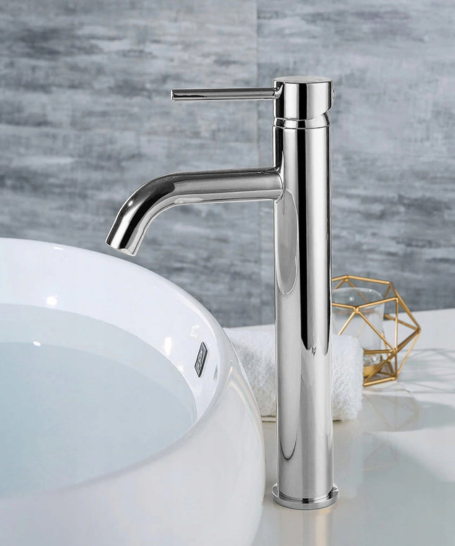 Aukštas praustuvo maišytuvas, chromuotas, montuojamas ant stalviršio, vonios REA LUNGO 28 cm