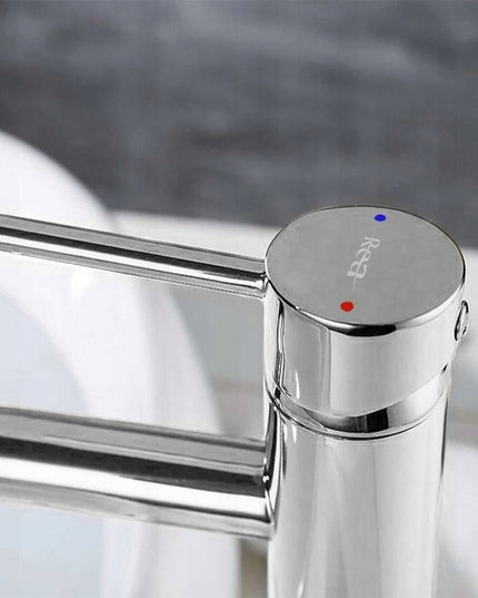 Aukštas praustuvo maišytuvas, chromuotas, montuojamas ant stalviršio, vonios REA LUNGO 28 cm