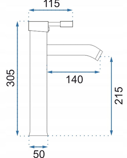 Aukštas praustuvo maišytuvas REA GRAF, chromas, stalviršio montavimo, vonios maišytuvas