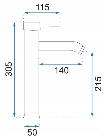 Aukštas praustuvo maišytuvas REA GRAF, chromas, stalviršio montavimo, vonios maišytuvas