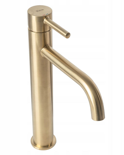 Aukštas praustuvo maišytuvas, šlifuotas auksas, REA LUNGO