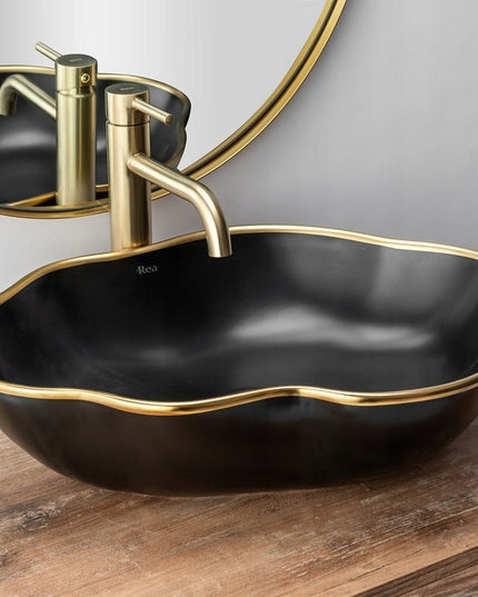 Aukštas praustuvo maišytuvas, šlifuotas auksas, REA LUNGO