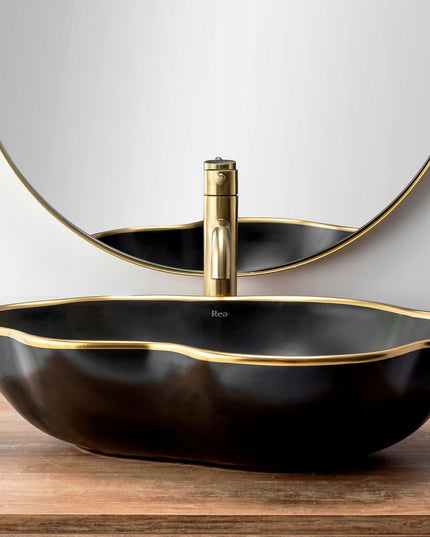 Aukštas praustuvo maišytuvas, šlifuotas auksas, REA LUNGO