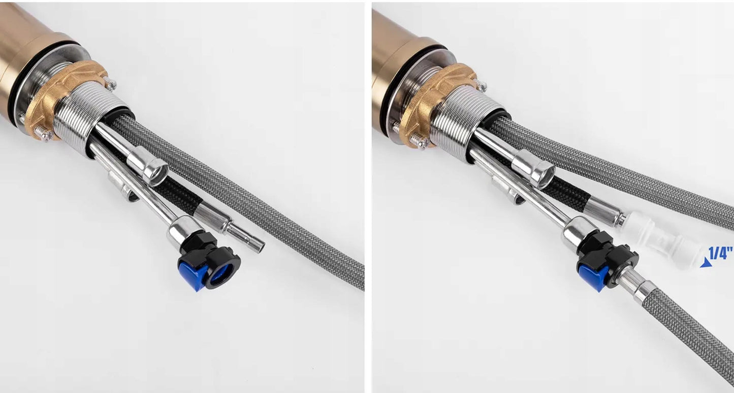 Maišytuvas virtuvinis REA ECO FRESH su dviem čiaupais juodas su ištraukiama maišytuvo galvute