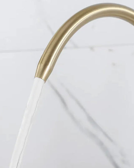 Auksinis virtuvės maišytuvas REA ECO FRESH su vandens filtru, dviejų čiaupų, matinė apdaila