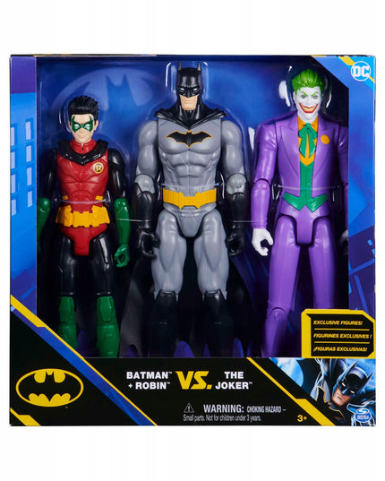 BATMAN 3 viename DC Comics didelių figūrėlių rinkinys: Batman, Robin ir Joker, 30 cm