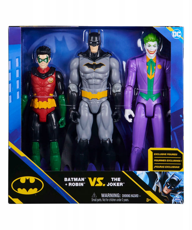 BATMAN 3 viename DC Comics didelių figūrėlių rinkinys: Batman, Robin ir Joker, 30 cm