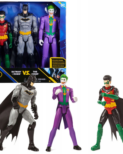 BATMAN 3 viename DC Comics didelių figūrėlių rinkinys: Batman, Robin ir Joker, 30 cm