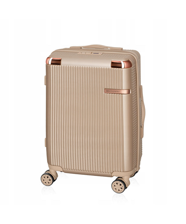 BETLEWSKI Kelioninis kabininis lagaminas, talpus atostogoms, su ratukais, stilinga rankena.