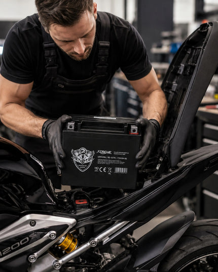 Nereikalaujantis priežiūros 12V 12Ah dešinysis (+) motociklo, keturračio ir motorolerio akumuliatorius
