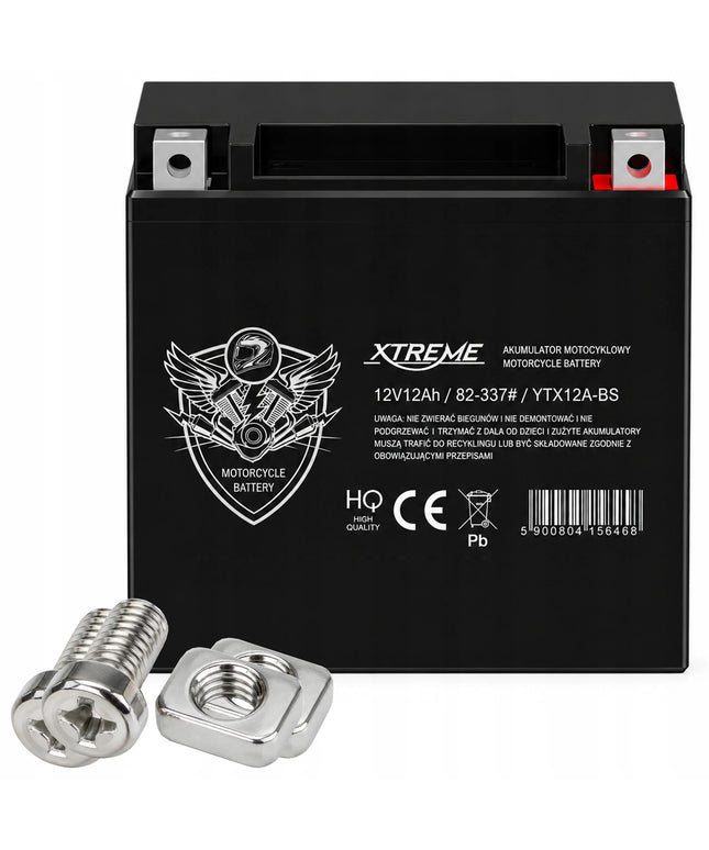 Nereikalaujantis priežiūros 12V 12Ah dešinysis (+) motociklo, keturračio ir motorolerio akumuliatorius