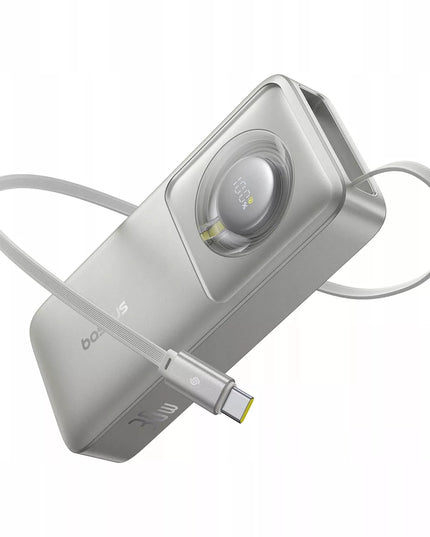 SAUGUS BASEUS 10000mAh 30W USB-C IŠORINĖ BATERIJA + INTEGRUOTAS 70CM USB-C KABELIS
