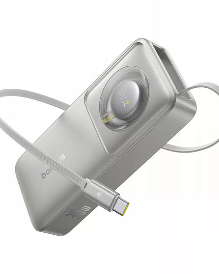 SAUGUS BASEUS 10000mAh 30W USB-C IŠORINĖ BATERIJA + INTEGRUOTAS 70CM USB-C KABELIS