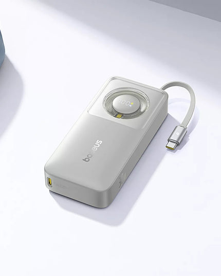 SAUGUS BASEUS 10000mAh 30W USB-C IŠORINĖ BATERIJA + INTEGRUOTAS 70CM USB-C KABELIS