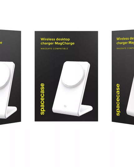 Spacecase 15W belaidis įkroviklis su „MagSafe“ funkcija, skirtas telefonui, magnetinis, baltas