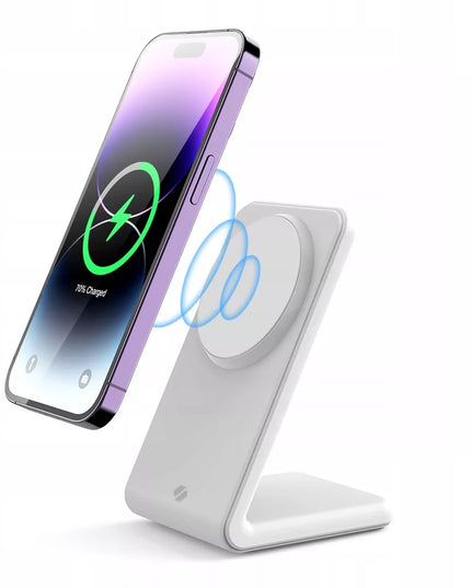 Spacecase 15W belaidis įkroviklis su „MagSafe“ funkcija, skirtas telefonui, magnetinis, baltas