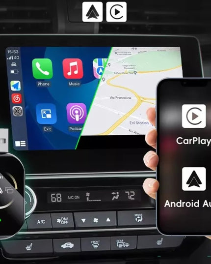 Belaidis automobilinis adapteris Android Auto Apple CarPlay 3in1 Netflix