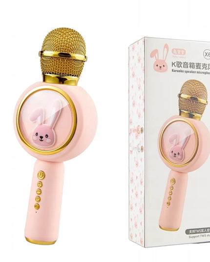 Belaidis „Bluetooth“ karaoke mikrofonas-garsiakalbis „Mielas triušiukas“, rožinis SKGB012