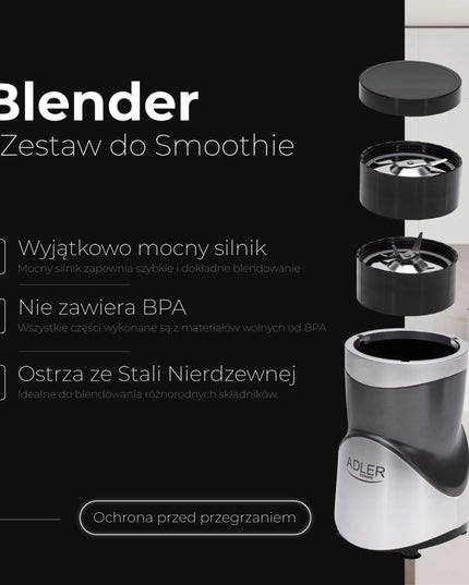 Stalo trintuvas smoothie kokteiliams 1200W + 4 buteliukai/puodeliai