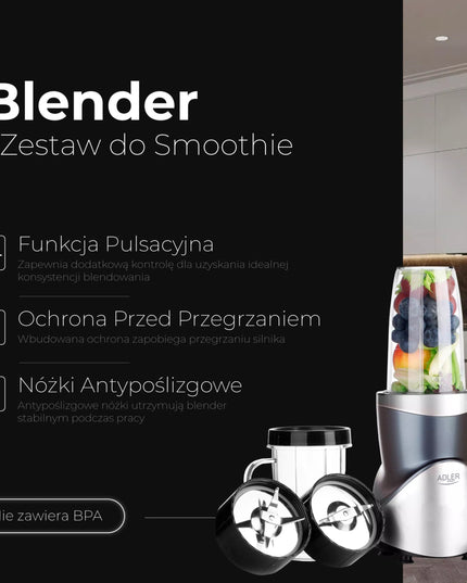 Stalo trintuvas smoothie kokteiliams 1200W + 4 buteliukai/puodeliai
