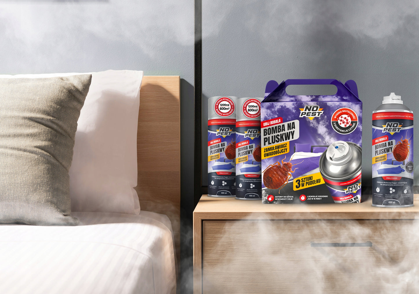 Granatos rūko bomba nuo blakių, stipri priemonė, purškiklis, preparatas NO PEST