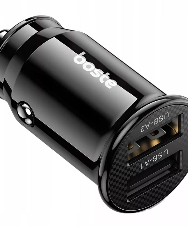 BOSTE SAUGUS AUTOMOBILINIS ĮKROVIKLIS, DU USB-A PRIEVADAI, 15.5W, UNIVERSALUS