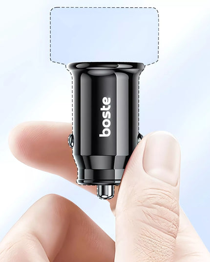 BOSTE SAUGUS AUTOMOBILINIS ĮKROVIKLIS, DU USB-A PRIEVADAI, 15.5W, UNIVERSALUS