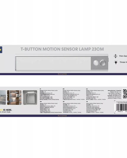 BOSTE LED naktinė lemputė su judesio ir sutemų jutikliu, magnetinė, automatinė, 23 cm