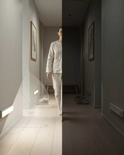 BOSTE LED naktinė lemputė su judesio ir sutemų jutikliu, magnetinė, automatinė, 23 cm