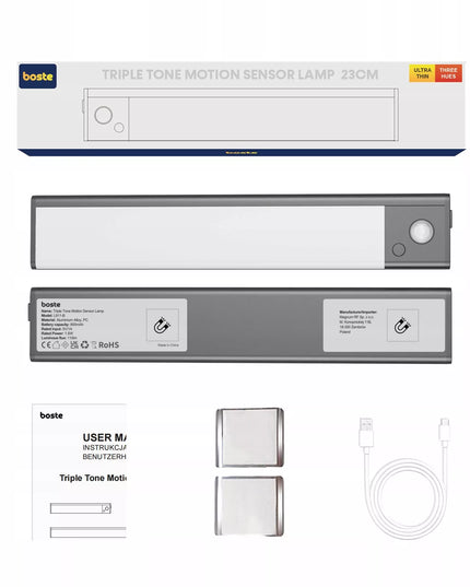 Boste LED naktinė lemputė su judesio ir sutemų jutikliu, magnetinė, automatinė, 23 cm