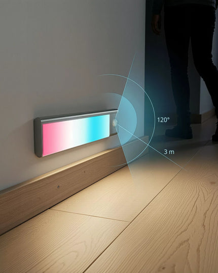 BOSTE išmanusis naktinis LED šviestuvas su RGB, judesio ir sutemų jutikliu, magnetinis