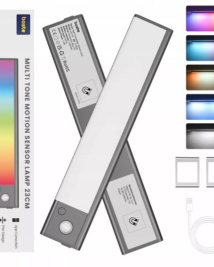 BOSTE išmanusis naktinis LED šviestuvas su RGB, judesio ir sutemų jutikliu, magnetinis