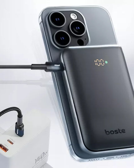 BOSTE 10000mAh galios bankas su MagSafe belaidžiu įkrovimu ir PD 20W sparčiuoju įkrovimu