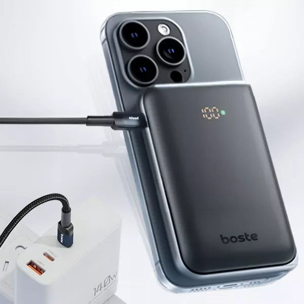 BOSTE 10000mAh galios bankas su MagSafe belaidžiu įkrovimu ir PD 20W sparčiuoju įkrovimu