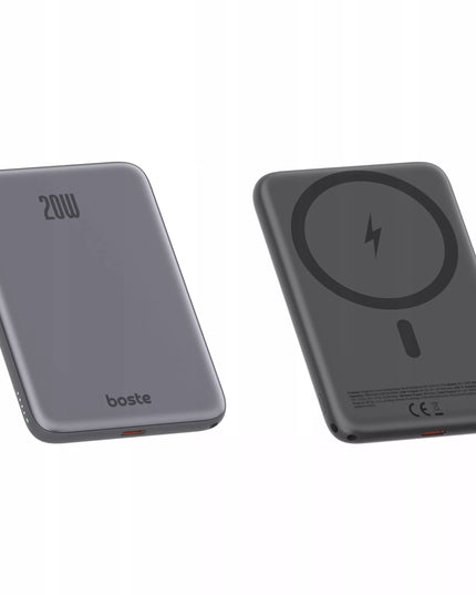 BOSTE IŠORINĖ BATERIJA (POWER BANK) SU MAGSAFE BELAIDŽIU ĮKROVIMU IR PD 20W USB-C KABELIU