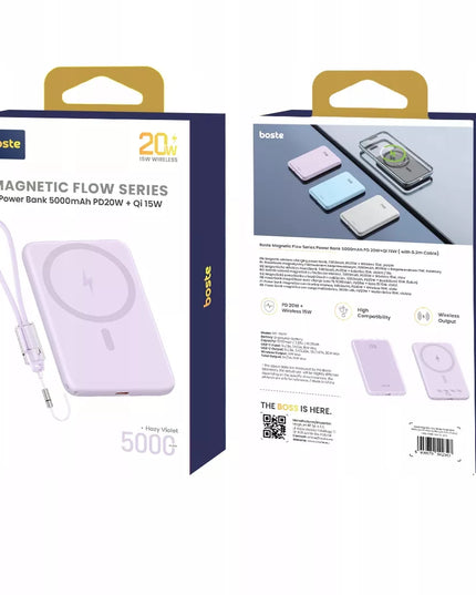 BOSTE IŠORINĖ BATERIJA KROVIKLIS MAGSAFE BELAIDŽIAM ĮKROVIMUI SU PD 20W USB-C LAIDU