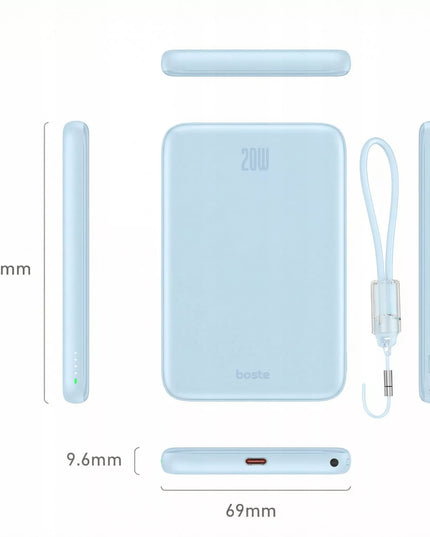 BOSTE išorinė baterija (power bank) su MagSafe belaidžiu įkrovimu ir PD 20W USB-C kabeliu
