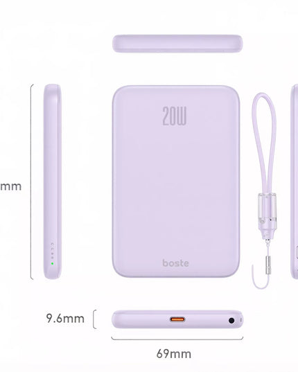 BOSTE IŠORINĖ BATERIJA KROVIKLIS MAGSAFE BELAIDŽIAM ĮKROVIMUI SU PD 20W USB-C LAIDU