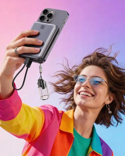 BOSTE IŠORINĖ BATERIJA (POWER BANK) SU MAGSAFE BELAIDŽIU ĮKROVIMU IR PD 20W USB-C KABELIU