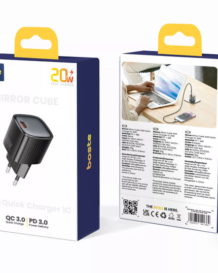 Boste greitasis sieninis įkroviklis USB-C 20W universalus QC PD