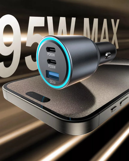 BOSTE greitas galingas automobilinis įkroviklis USB-A USB-C 95W universalus QC PD