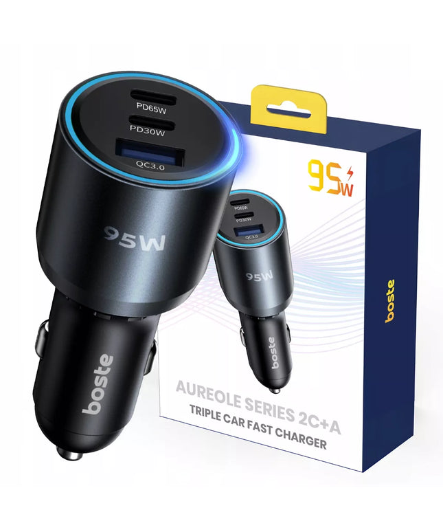 BOSTE greitas galingas automobilinis įkroviklis USB-A USB-C 95W universalus QC PD