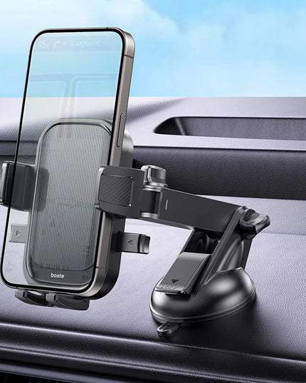 BOSTE automatinis automobilinis telefono laikiklis, stabilus, tvirtinamas prie prietaisų skydelio arba grotelių