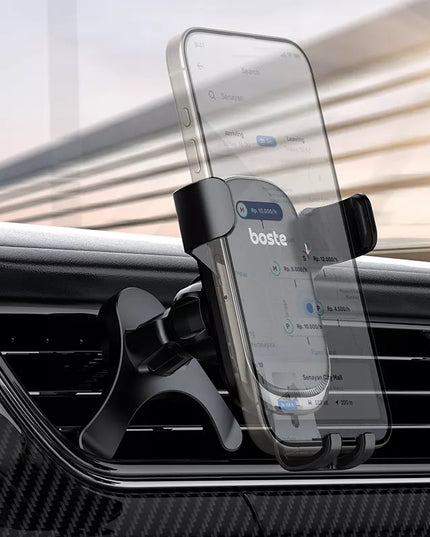 BOSTE gravitacinis automobilinis telefono laikiklis į ventiliacijos groteles, stabilus ir tvirtas