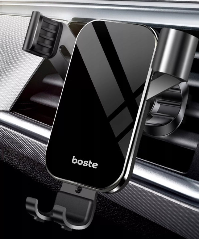 Boste gravitacinis automobilinis telefono laikiklis ventiliacijos grotelėms