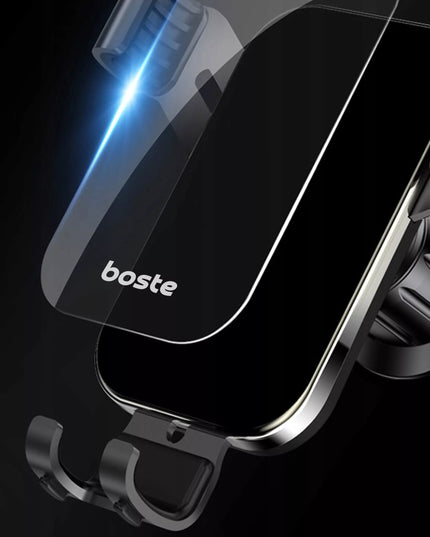 Boste gravitacinis automobilinis telefono laikiklis ventiliacijos grotelėms